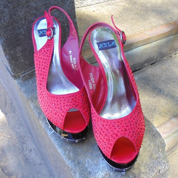 Women's Katja Style Slingback Rhinestone Wedges - Picture 3 of 6